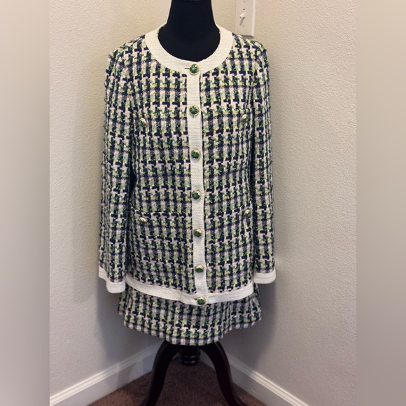 Kate Spade New York Pop Tweed Topper Blazer Jacket Skirt Set Outfit Size 8 $682 - Picture 2 of 13